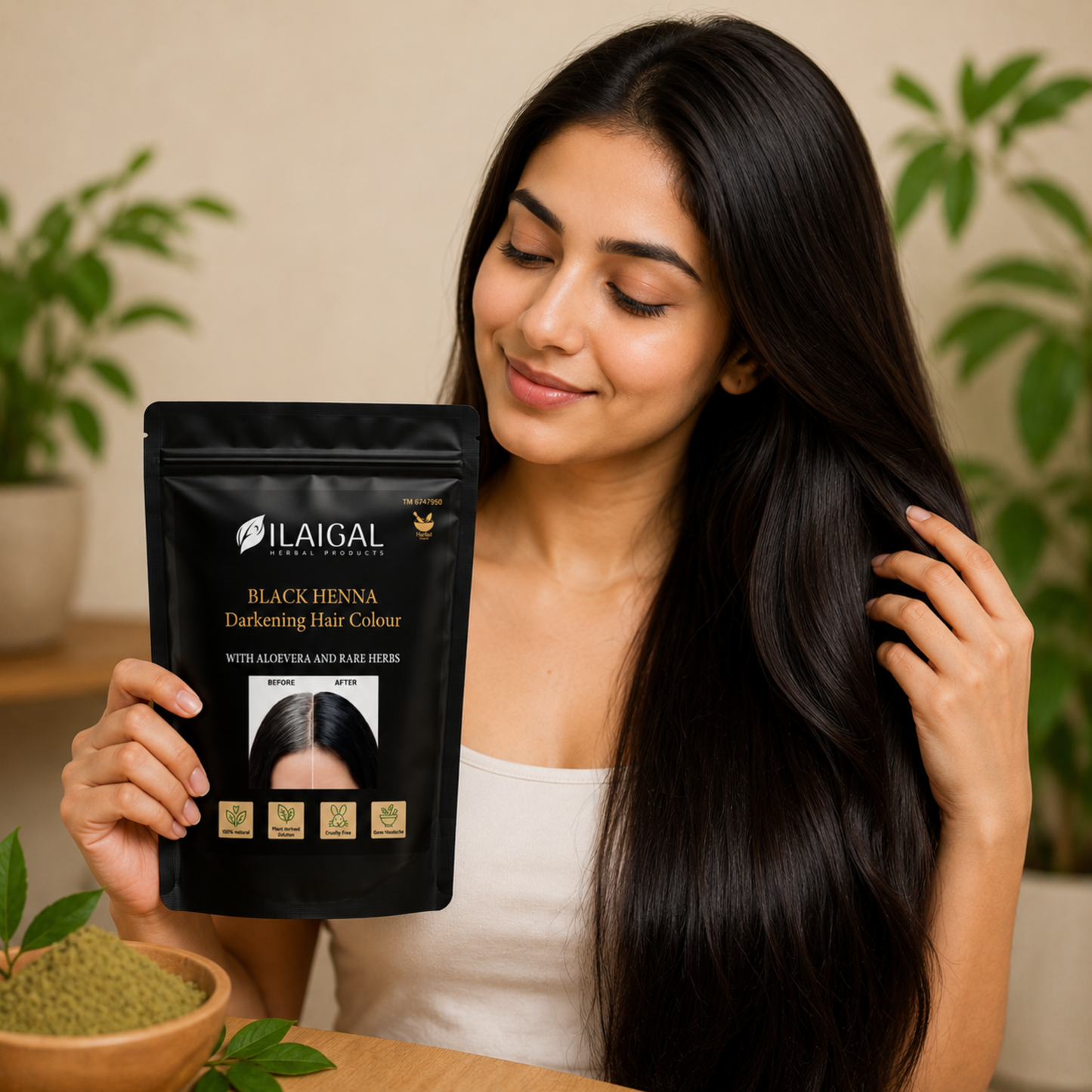 Black Henna Darkening Hair Colour